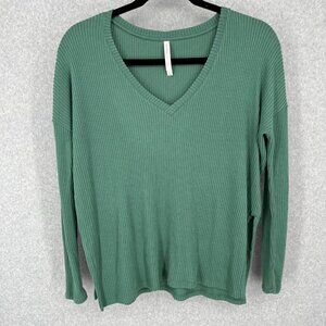 Aritzia Babaton Traverse Longsleeve Top Size 2 Medium Green Oversized V-neck